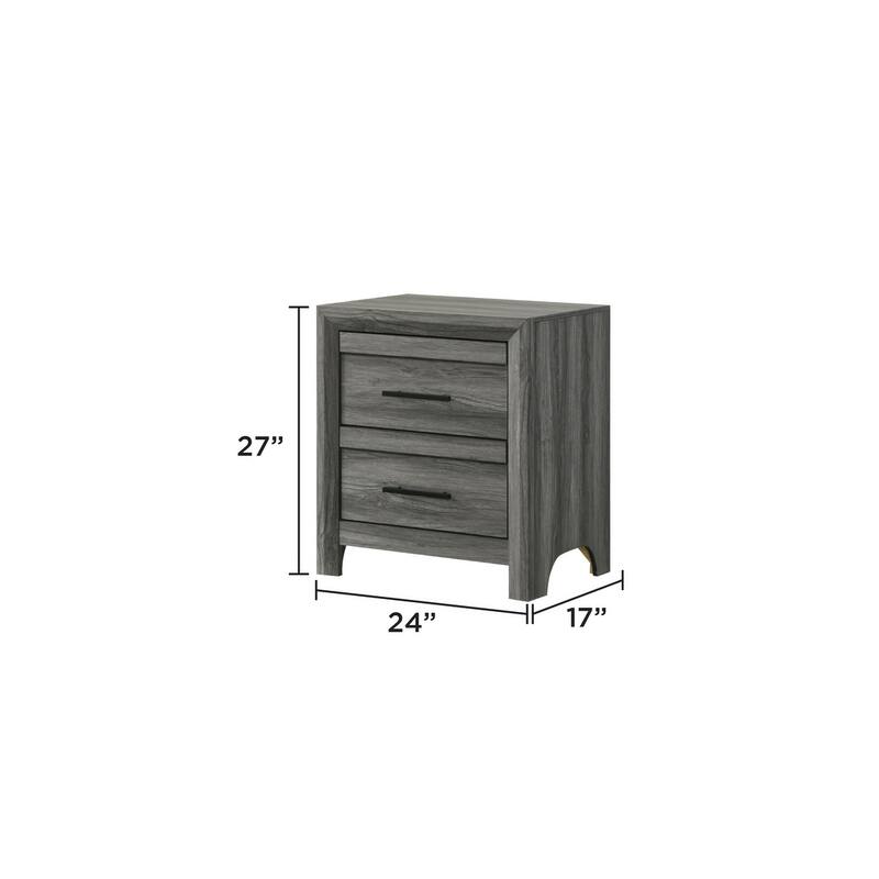 Modern Style 2-Drawer Night stand Made with Wood in Gray - Gray