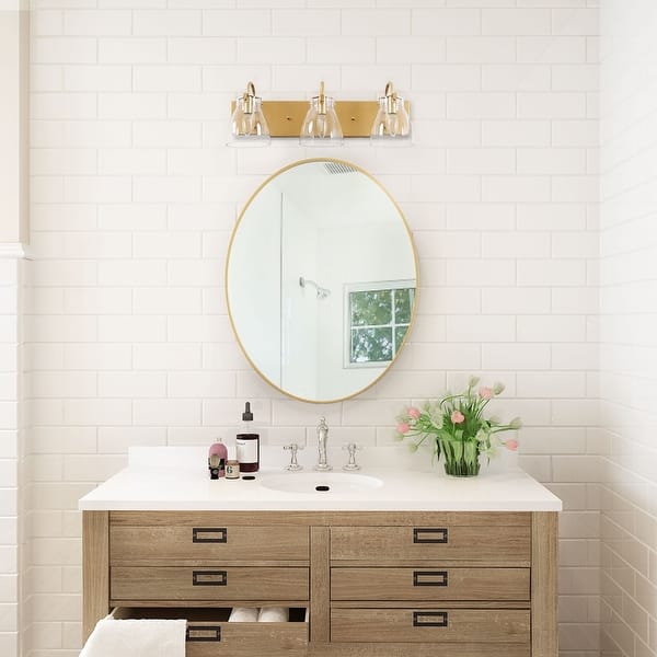 Shop Modern 3 Lights Bathroom Vanity Lighting Golden Glass Wall Sconce For Powder Room L22 X H8 X E7 L22 X H8 X E7 Overstock 30096929