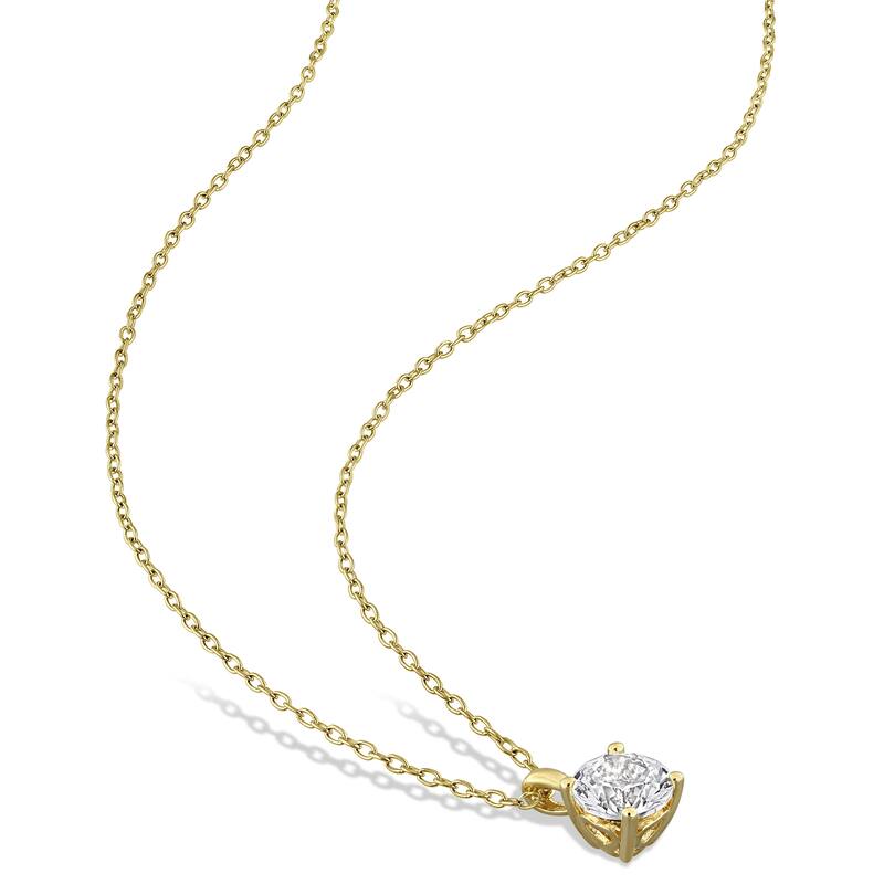 Miadora 6.41ct TGW Created White Sapphire Solitaire Earrings & Necklace Set Yellow Silver