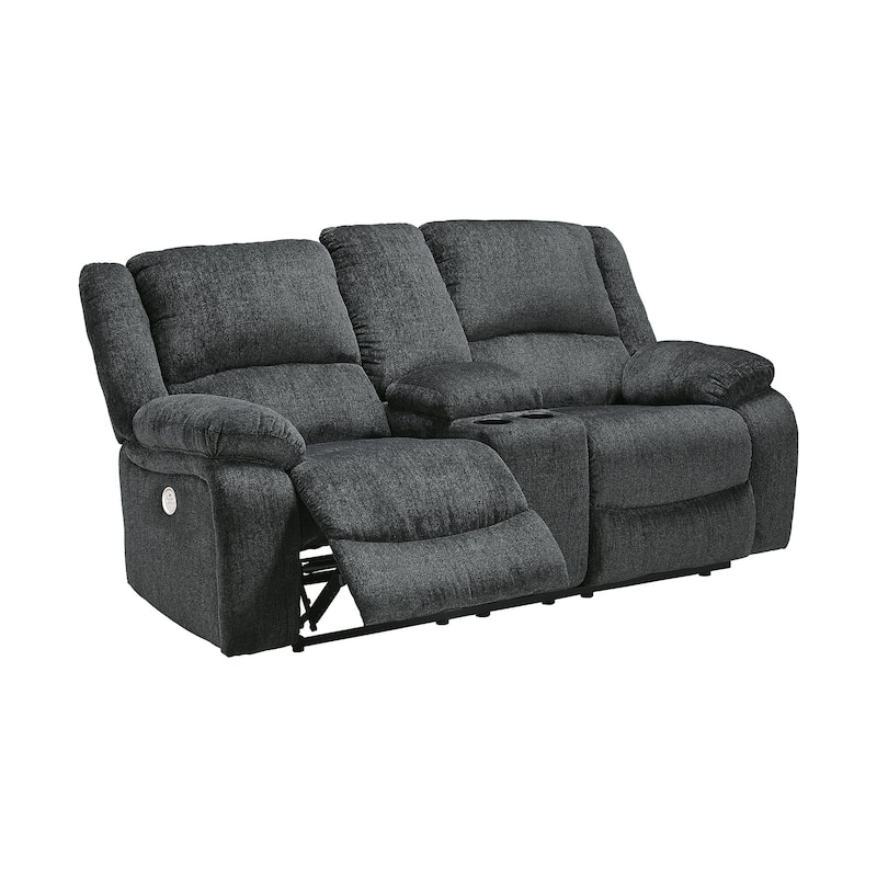 Draycoll Double Power Reclining Loveseat w/ Console, Dark Gray - 40" x 70" x 40"