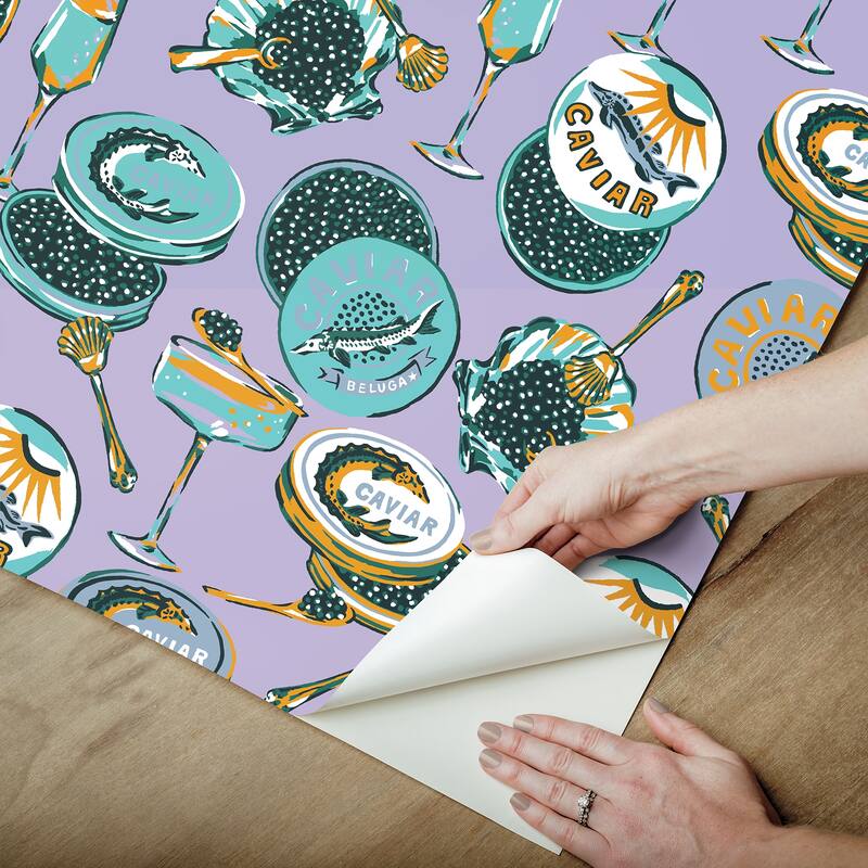 Champagne and Caviar Lavendar Peel and Stick Wallpaper