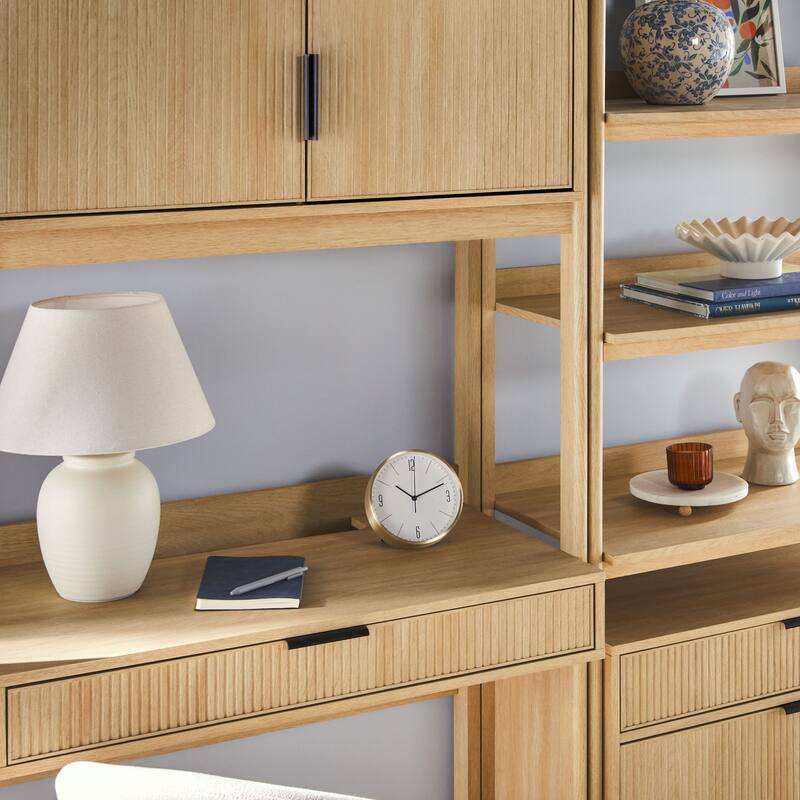 Walker Edison Hutch Desk with Wide Bookcase