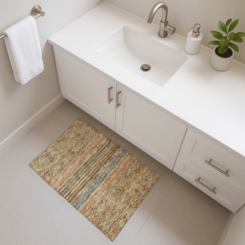 Premium Washable Super Soft Boho Stripes Mayfield Rug - Copper - 1'8" x 2'6"