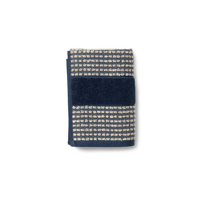 JUNA Check Towels, Dark Blue/Sand - Bath Sheet