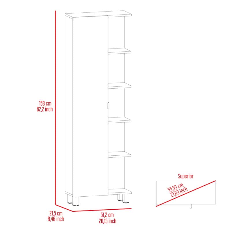 Portland 5-Shelf Linen Cabinet