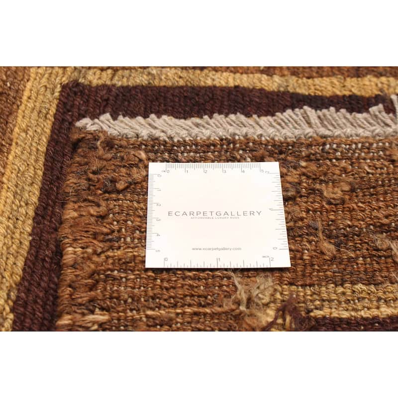 ECARPETGALLERY Flat-Weave Natural Brown Wool Tapestry Kilim - 2'11 x 4'11