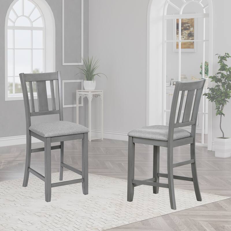 GDFStudio - Maison Modern Linen Upholstered Wooden Counter Height Dining Chairs Set, Padded Seat & Non-slip Feet Pads, Set of 4