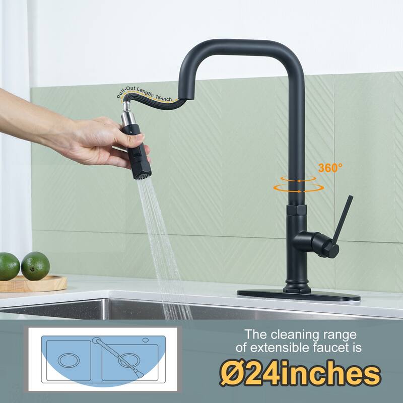 WOWOW Pull Down Sprayer Kitchen Faucet with Soap Dispenser