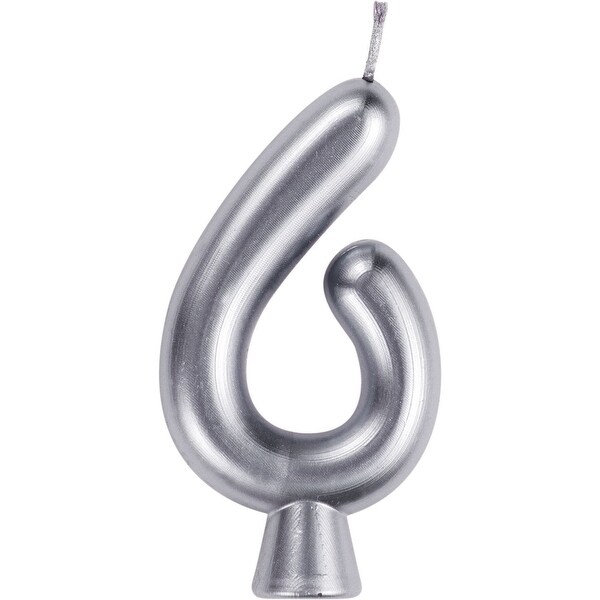 Club Pack of 12 Silver "6" Birthday Candles 2.75"` - N/A