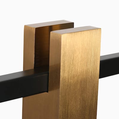 Modern Contemporary 5-Light Black Gold LED Chandelier Rectangle Island Lights for Dining Room - 27.5" L x 1.5" W x 12" H