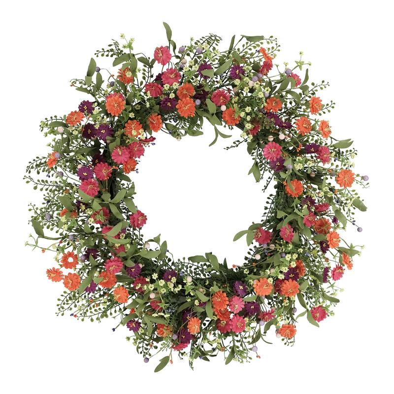 Puleo International 30" Artificial Daisy Floral Spring Wreath