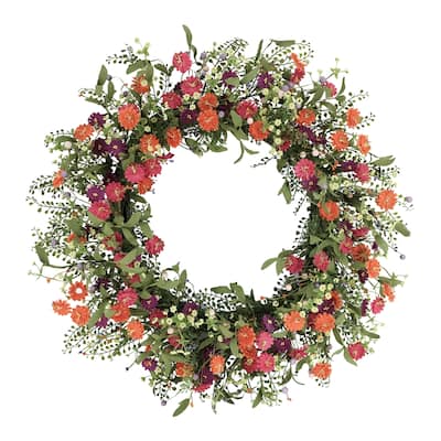 Puleo International 30" Artificial Daisy Floral Spring Wreath