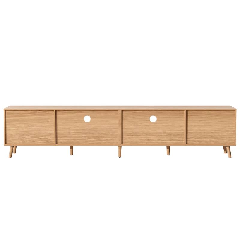 Boho Rattan TV Stand Media Console Table TV Cabinet for TVs up to 85", Natural