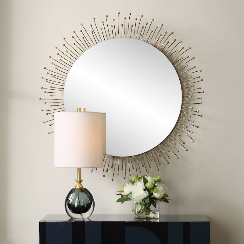Uttermost 09985 Aga 31" Diameter Circular Framed Bathroom Mirror