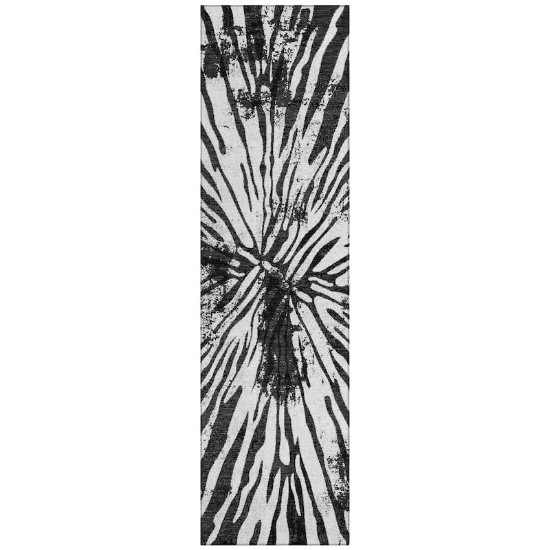 Machine Washable Indoor/ Outdoor Chantille Contemporary Burst Rug