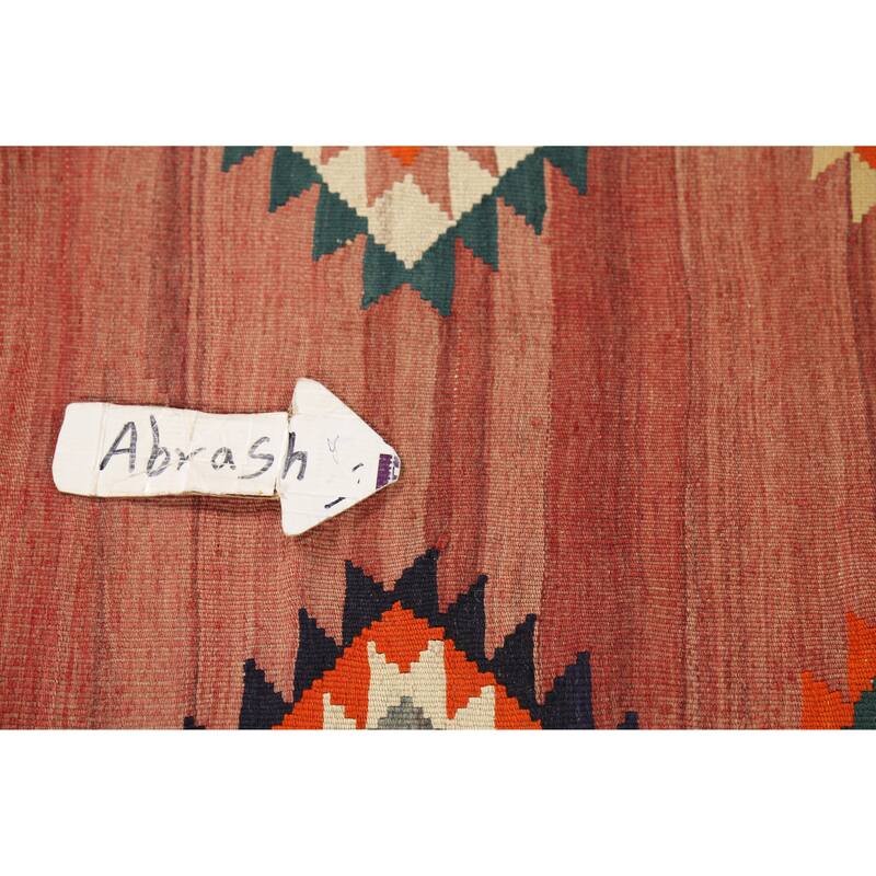 Vegetable Dye Kilim Qashqai Persian Rug Hand-Woven Vintage Wool Carpet - 4'4"x 6'6"
