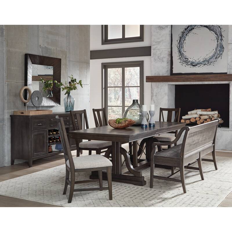 Magnussen Home Westley Falls Graphite Extendable Trestle Dining Table - 38''W x 72''D x 30''H