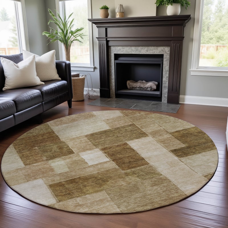 Premium Washable Super Soft Causal Blocky Mayfield Rug - Terracotta - 8' x 8'