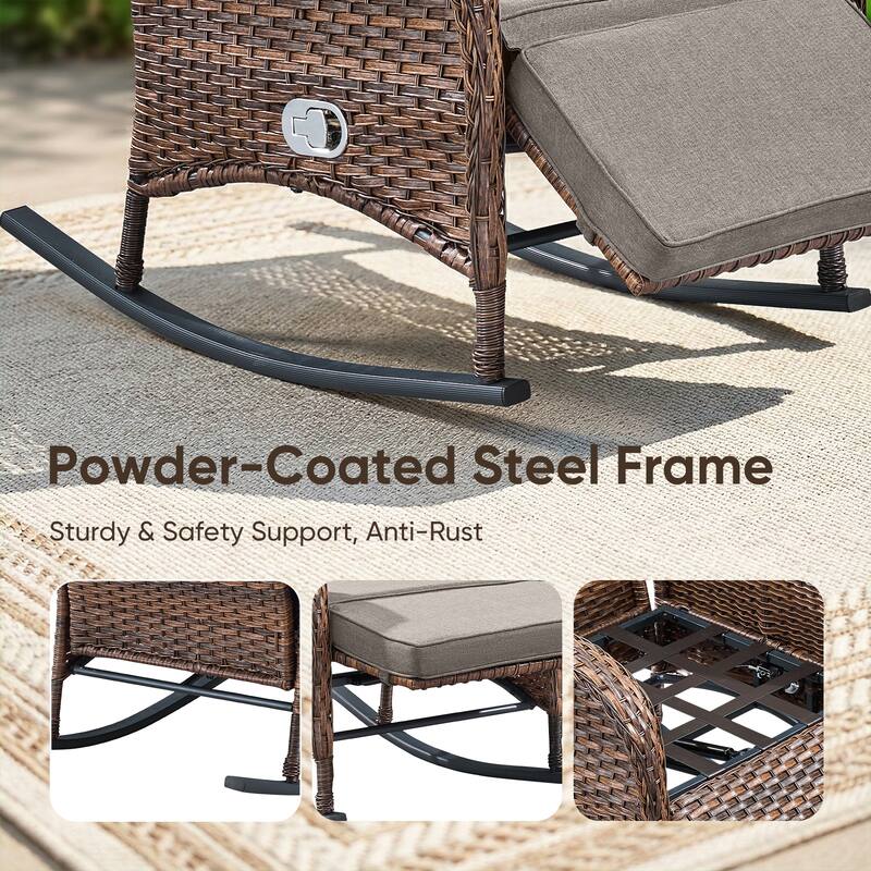 Pocassy Versatile Outdoor Recliner Rocker Chair with Side Table