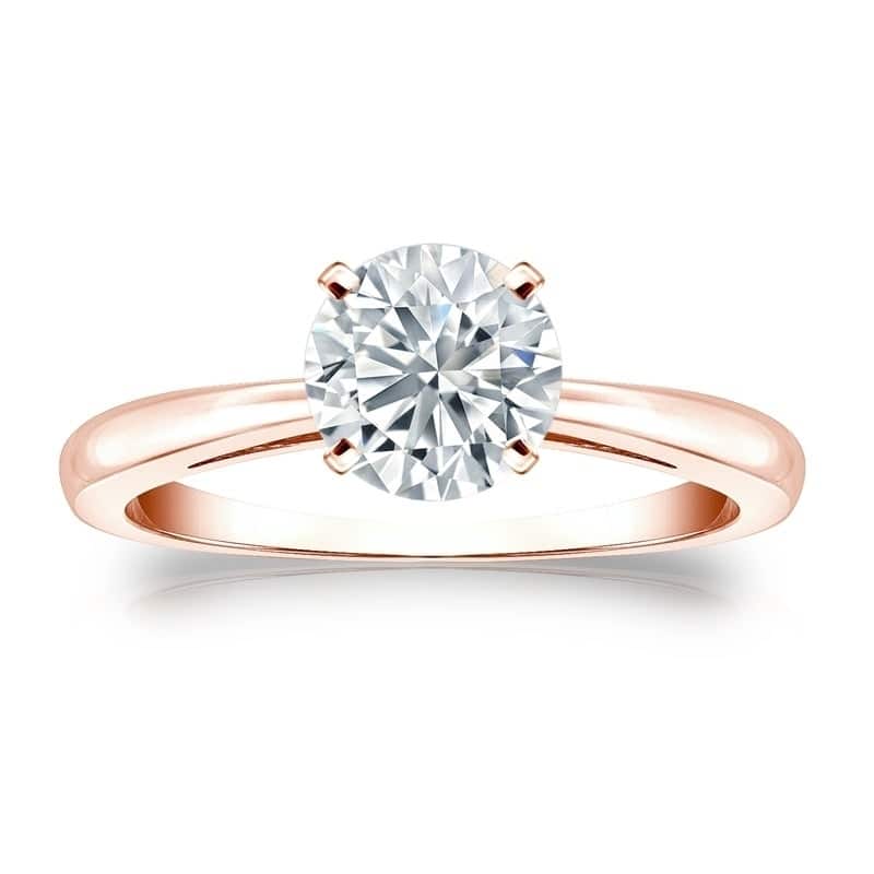 Auriya 14k Gold 1 1/4ctw Round Solitaire Diamond Engagement Ring GIA Certified - Rose - 4