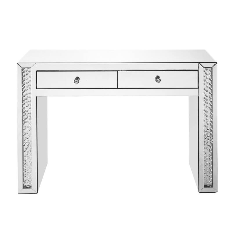47 inch Rectangle Crystal Vanity Table in Clear Mirror Finish - Mirror