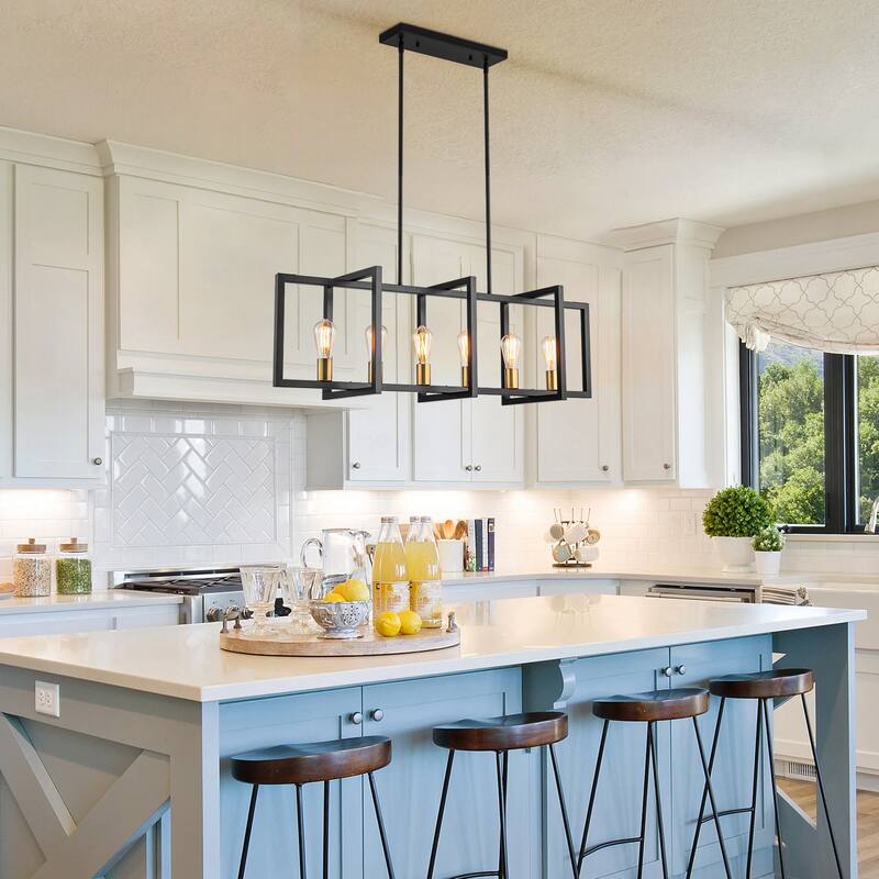 Black or Gold Farmhouse Rustic Kitchen Island Pendant Chandelier for Dining Room