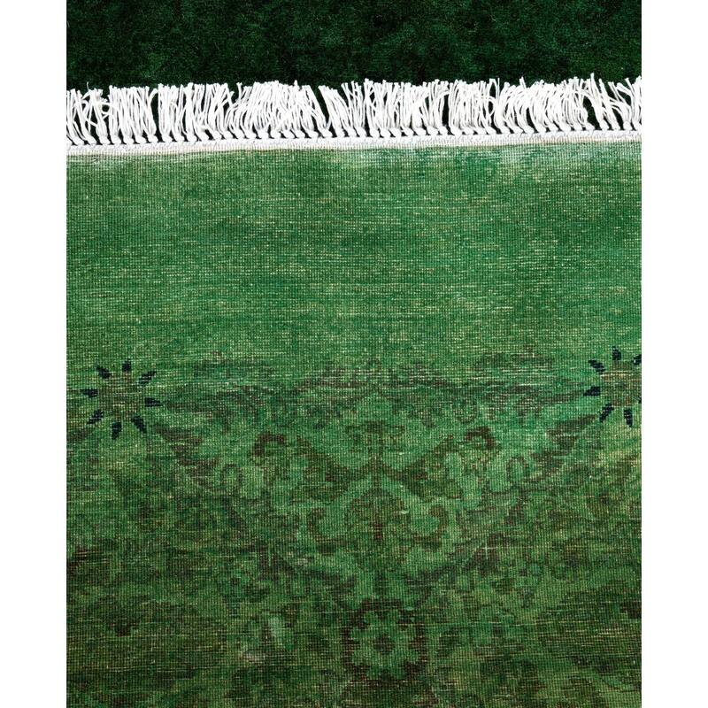Overdyed One-of-a-Kind Hand-Knotted Area Rug - Green - 7' 1" x 7' 1"