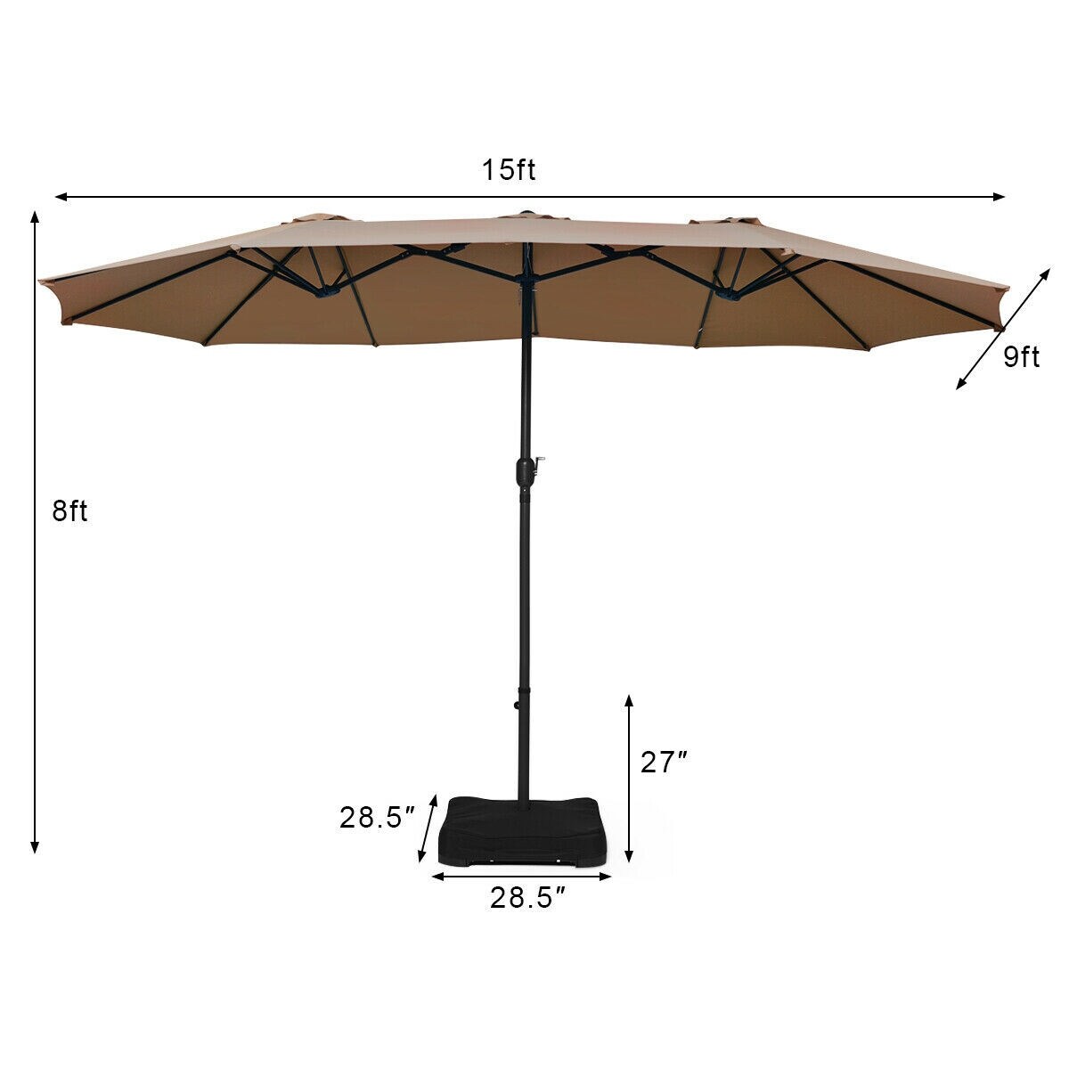 Shop Black Friday Deals On 15 Ft Patio Umbrella Outdoor Umbrella With Crank Base Overstock 30732408
