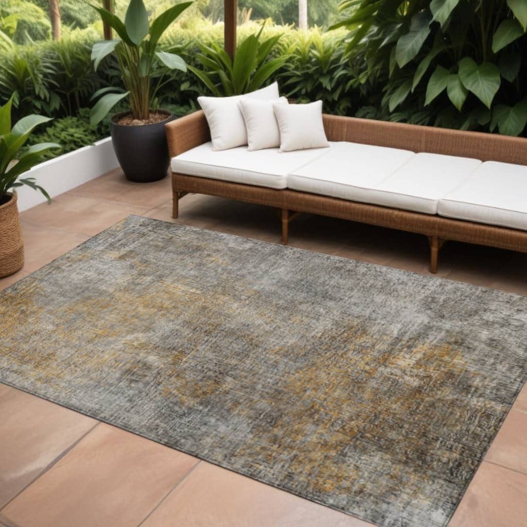 HomeRoots Abstract Transitional Rectangle Outdoor Rug