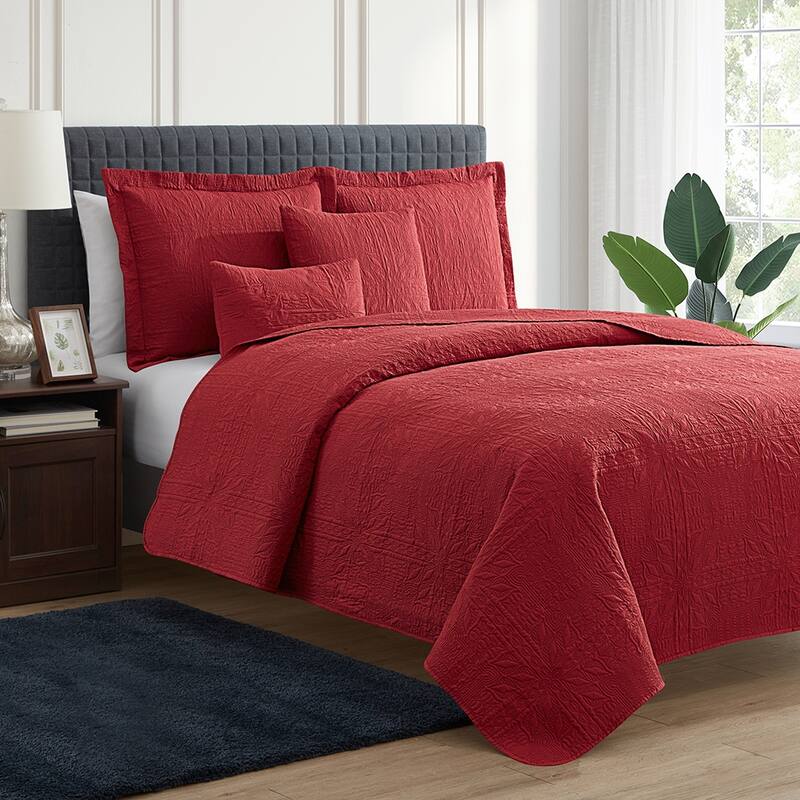 Clara Clark Bedspread Quilt Set - Grid Weave Pinsonic Lightweight Coverlet Set