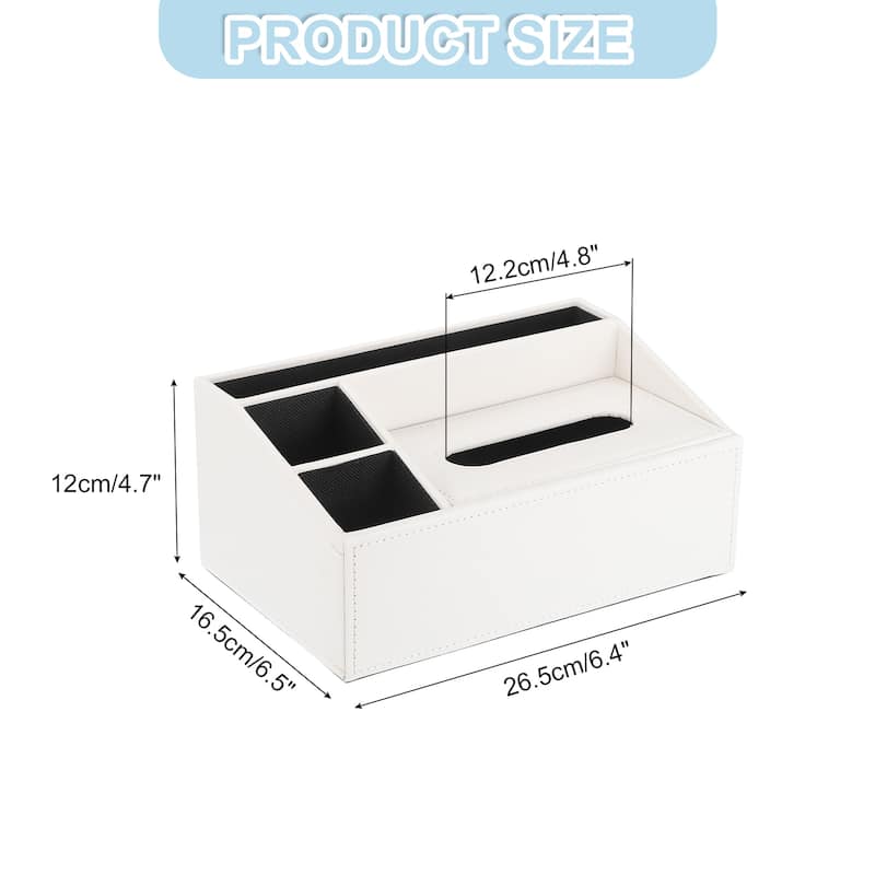 Tissue Box Cover with Magnetic Bottom, 10.4"x6.5"x4.7" - White