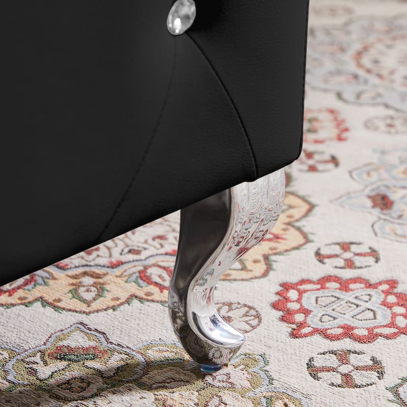 PU Tufted Fabric Storage Bench with Flip Top and Sturdy Metal Feet