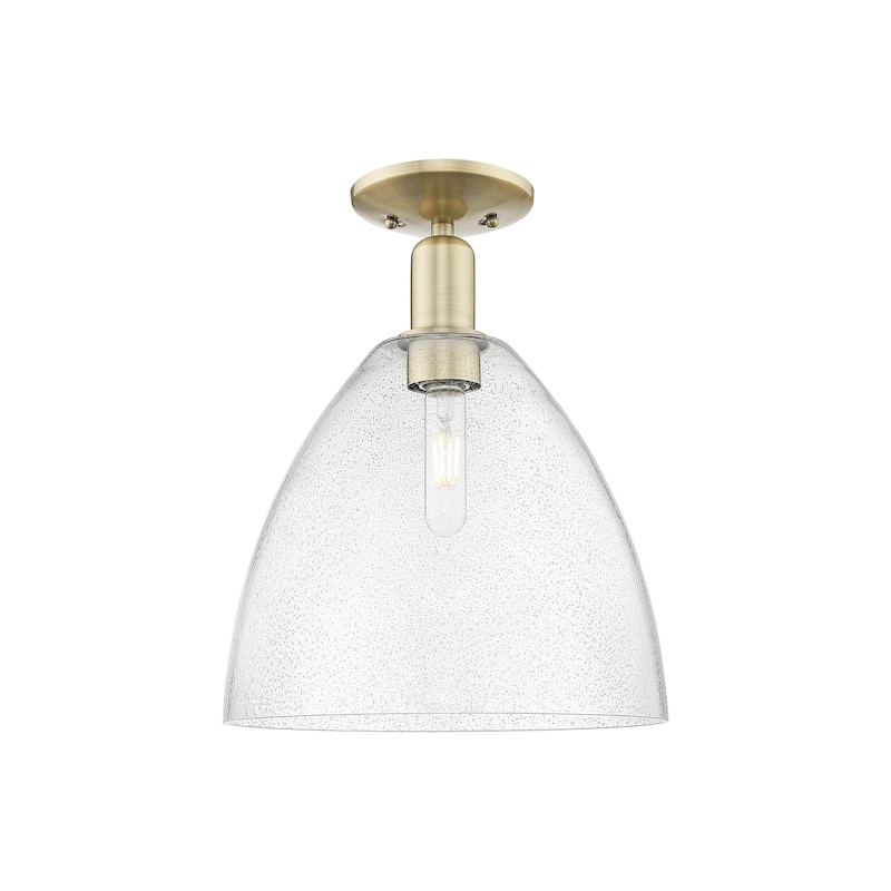 Innovations Lighting 716-1C-15-12 Bristol Semi-Flush Bristol 12" Wide - Antique Brass / Seedy