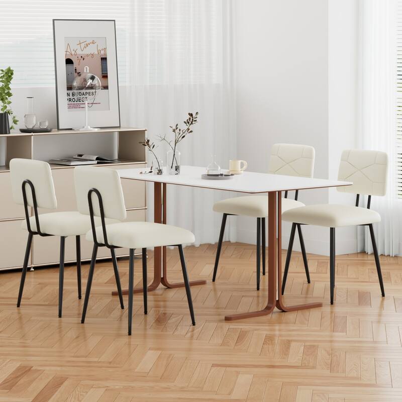 VECELO PU Leather Dining Chairs 2/4-Pack X-Back Side Chairs with Gold/Black Legs for Living room Bedroom Study Kitchen