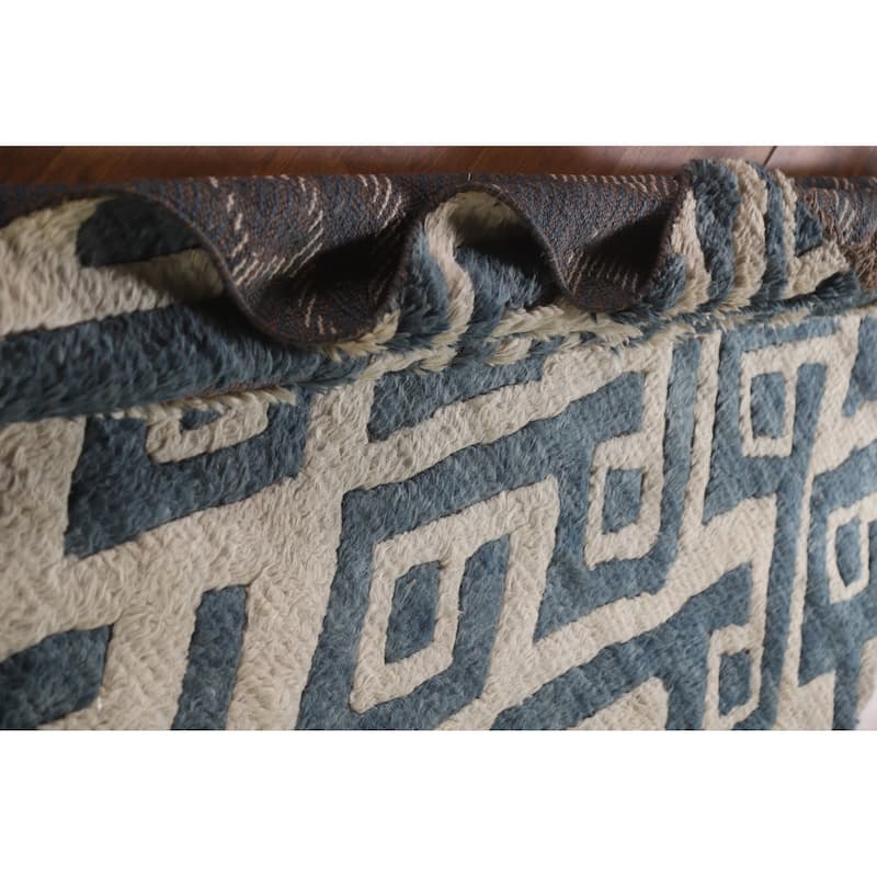 Navy Blue Moroccan Oriental Area Rug Hand-Knotted Wool Carpet - 5'8"x 8'3"