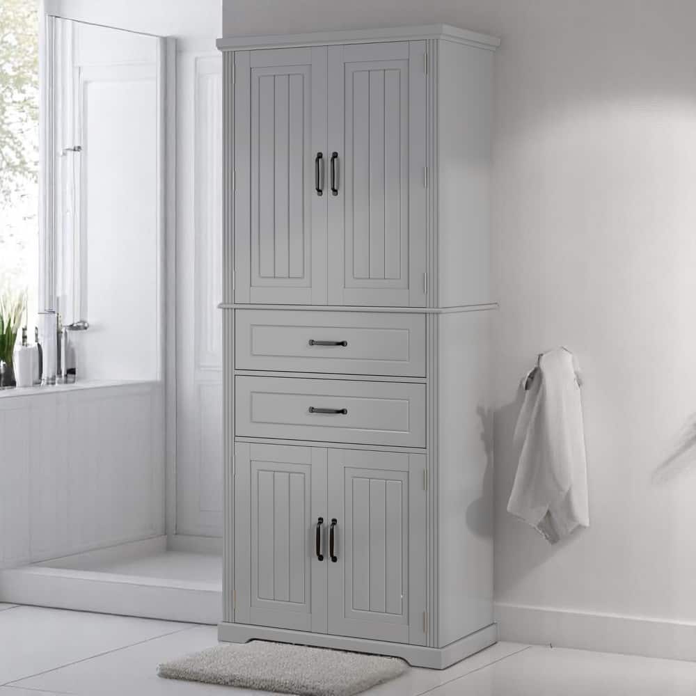 Multi-Functional Storage Cabinet with Doors and Drawers, Adjustable Shelf, Anti-Tip Design for Kitchen or Bathroom