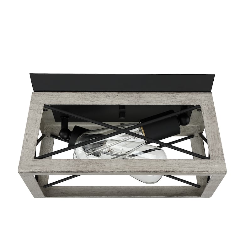 2 Light Caged Square/Rectangle Flush Mount Fixture