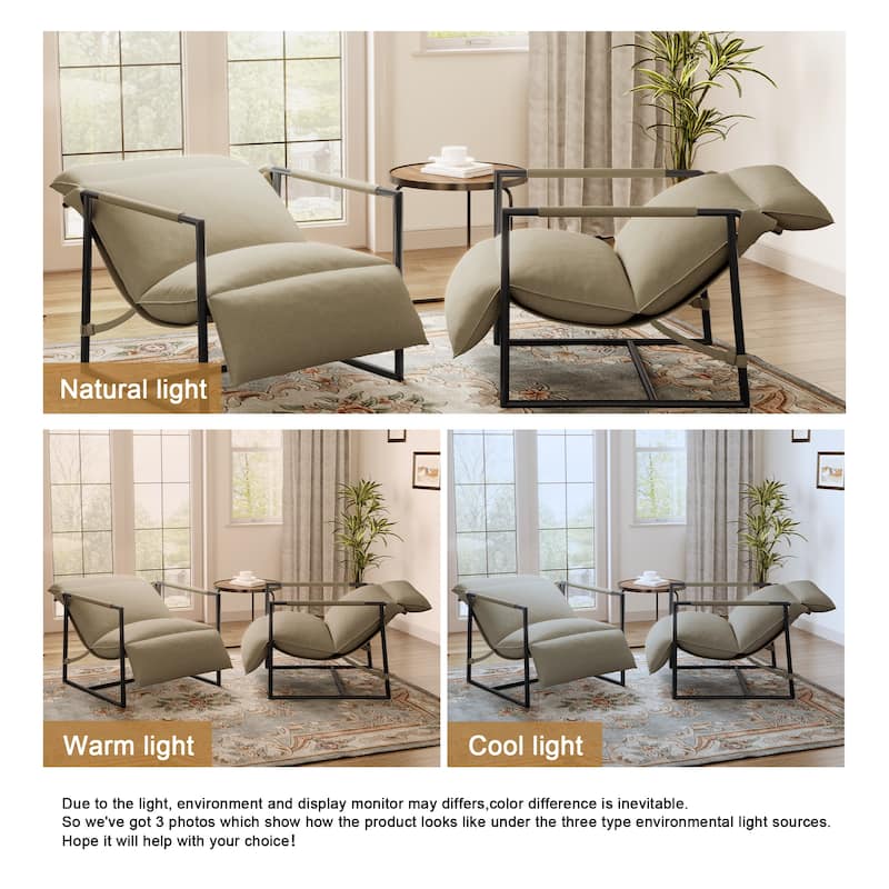 Metal Sling Accent Chairs Armchair with Adjustable Headrest Set of 2