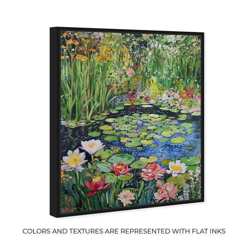 Art Remedy Impressionist Pond Framed Impressionism 1 Piece Canvas Wall Art /Monet And Van Gogh Inspired Art