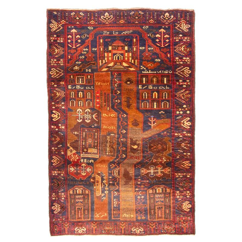 ECARPETGALLERY Hand-knotted Teimani Dark Navy Wool Rug - 3'0 x 4'8