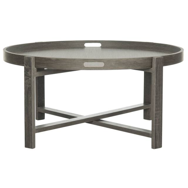 SAFAVIEH Cursten Rustic Dark Grey Round Coffee Table 33" x 33" x 15