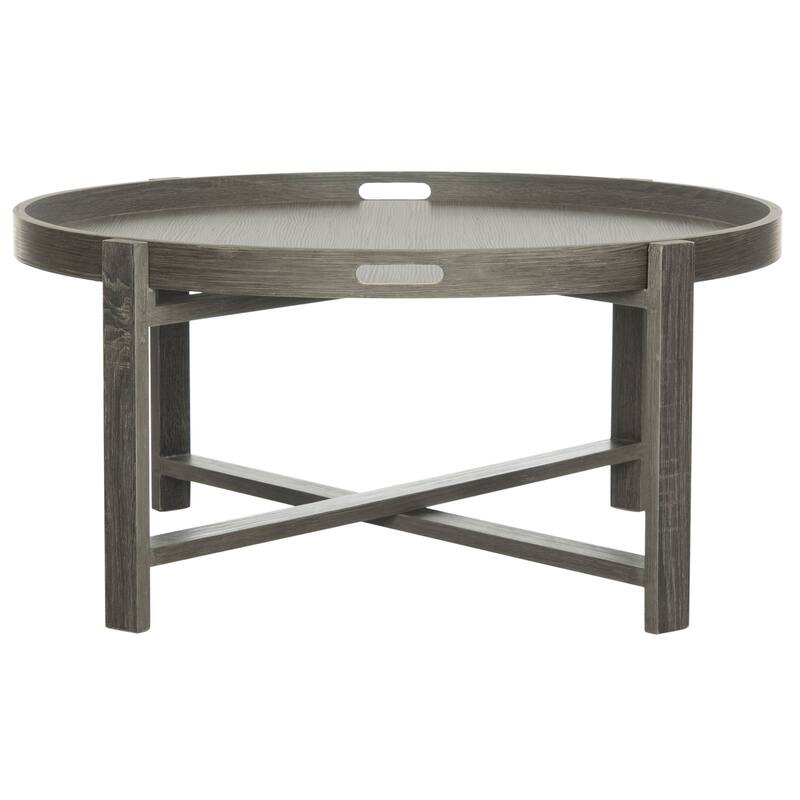 SAFAVIEH Cursten Rustic Dark Grey Round Coffee Table - 33" x 33" x 15"