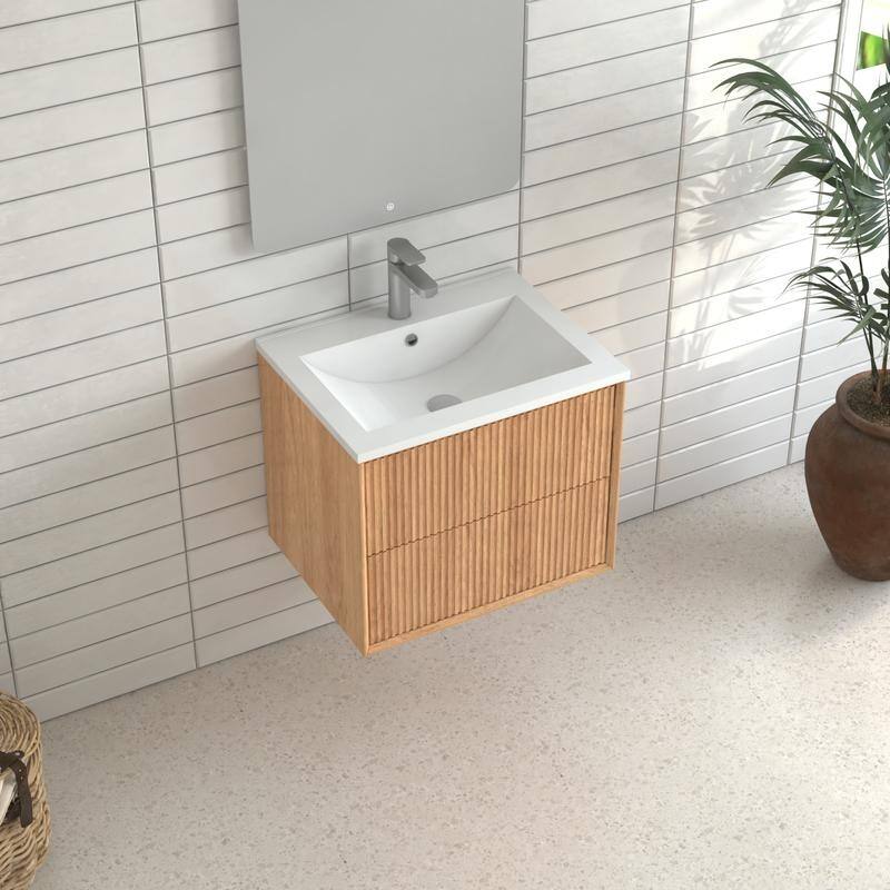 24" Bathroom Vanity with Sink Wall Mounted Cabinet with 2 Drawers - 24" W x 19.69" H