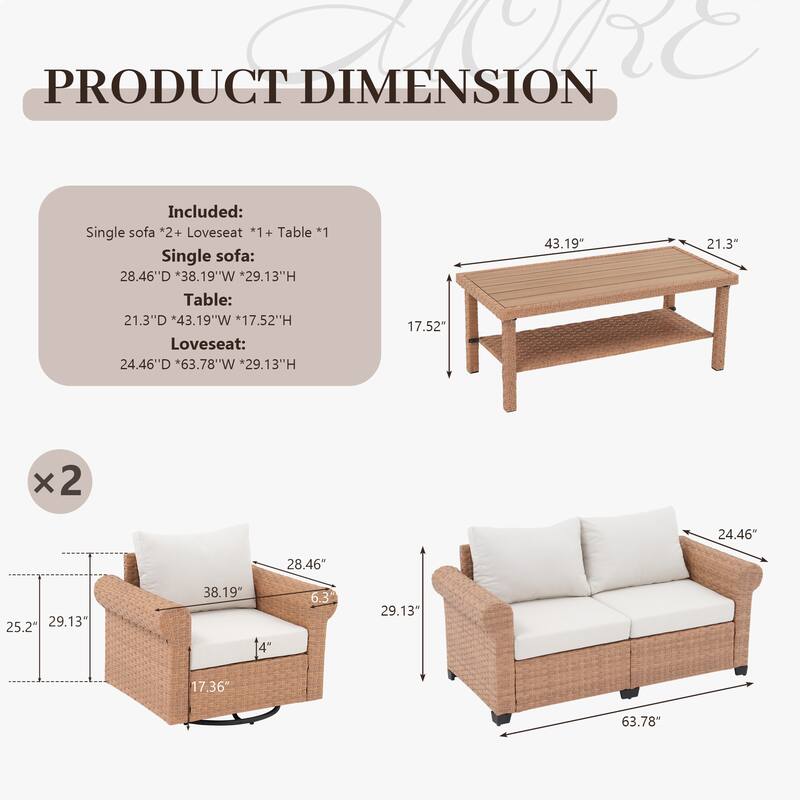 Outdoor Four-Piece Set Patio Lounge and Conversation Set