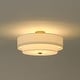 preview thumbnail 11 of 57, French Country Brass Round White Linen Drum Ceiling Light