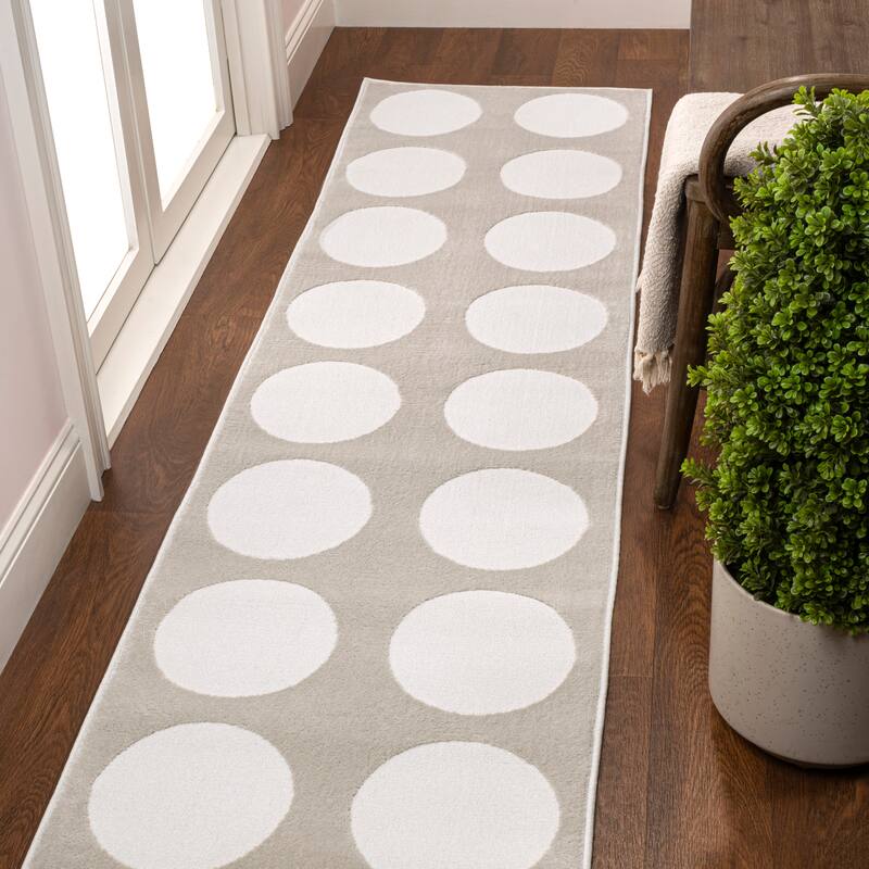 JONATHAN Y Damon Modern Geometric Circle Dot High-Low Area Rug