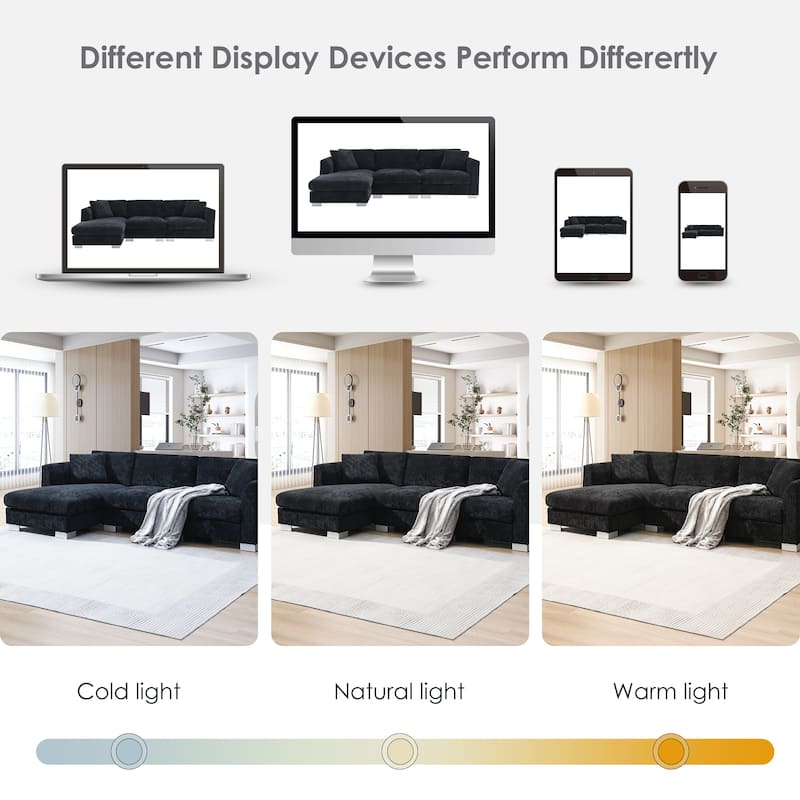 Roomfitters 96*56" Modern Cloud Sectional Sofa, L-Shaped Luxury Couch Set with 2 Pillows, 4-Seat Indoor Furniture