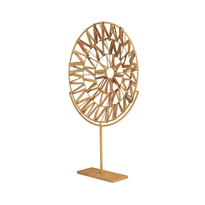 Brown Metal Seagrass Starburst Handmade Abstract Sculpture