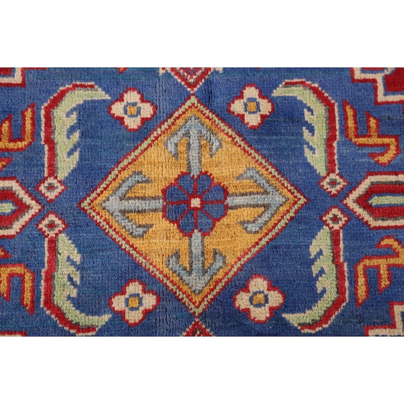 Red Geometric Kazak Rug Handmade Wool Carpet - 7'10"x 9'6"