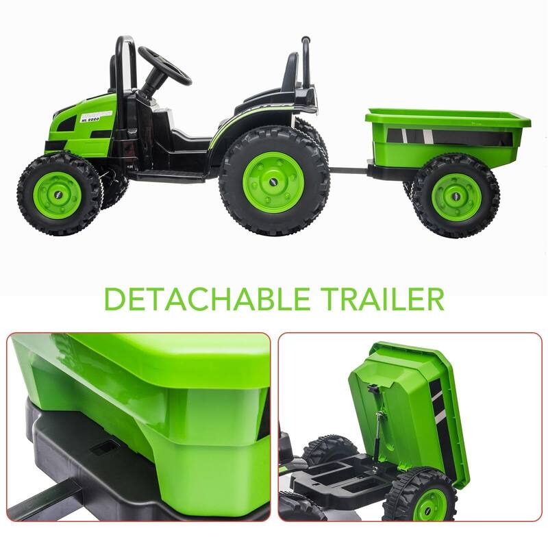 12V Kids Ride-On Tractor with Trailer, Remote Control
